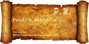 Peták Miklós névjegykártya