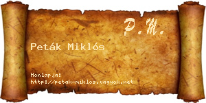 Peták Miklós névjegykártya